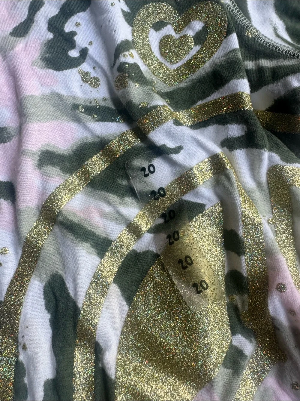 Justice Green and Pink Tie-Dye Long Sleeve Top with Gold Graphic NWT